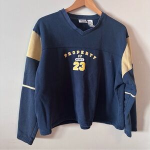 Vintage navy colorblock  V-Neck Sweatshirt
